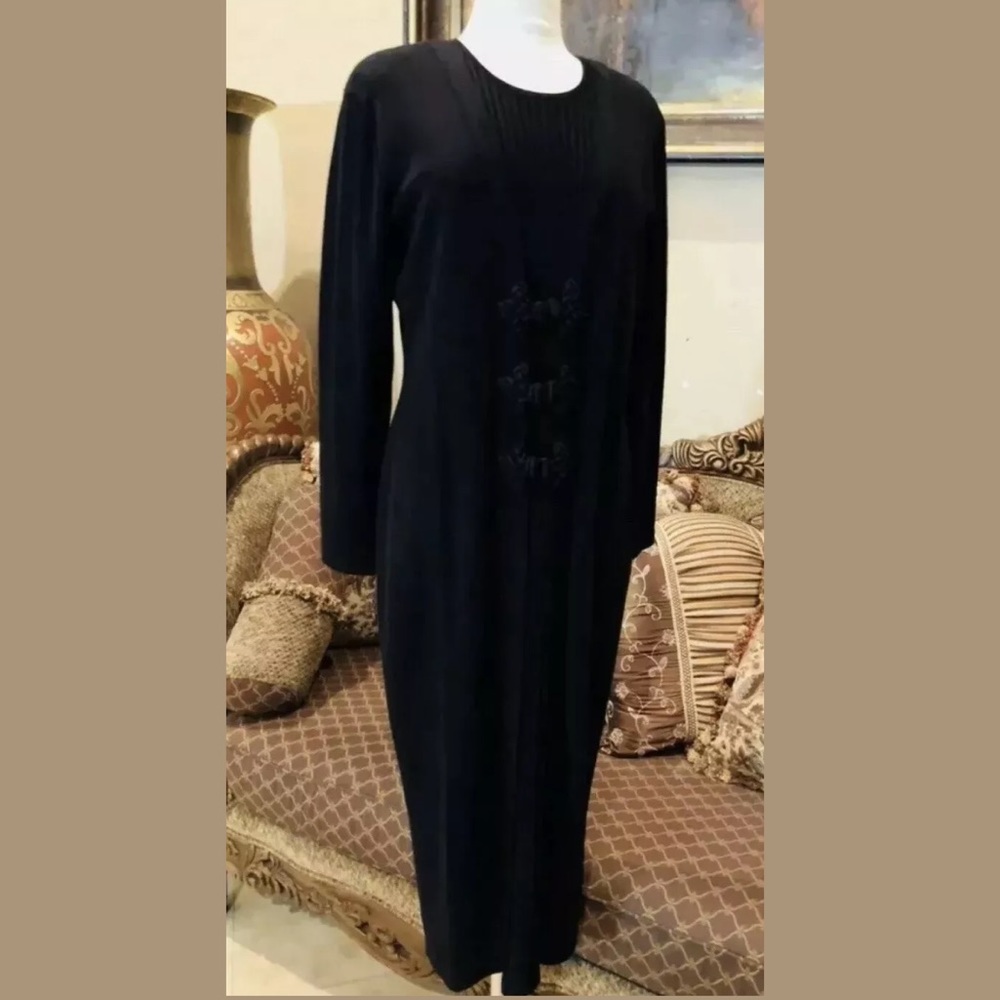 New Nina Patrick wool blend long sleeve dress L